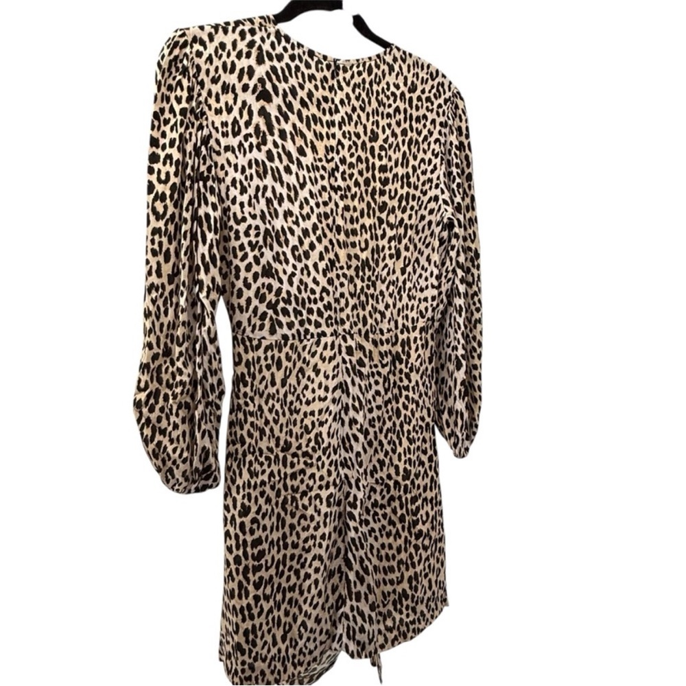 Maje Clair Leopard Print Ruffle Mini Dress Long Sleeve Animal Print Crepe XS NWT - Picture 5 of 14